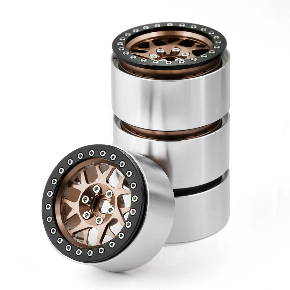 Wheel Rim Rc - 4個入り CNCアルミ製 2.2インチ ビードロックホイールリム 1/10 RCクローラー