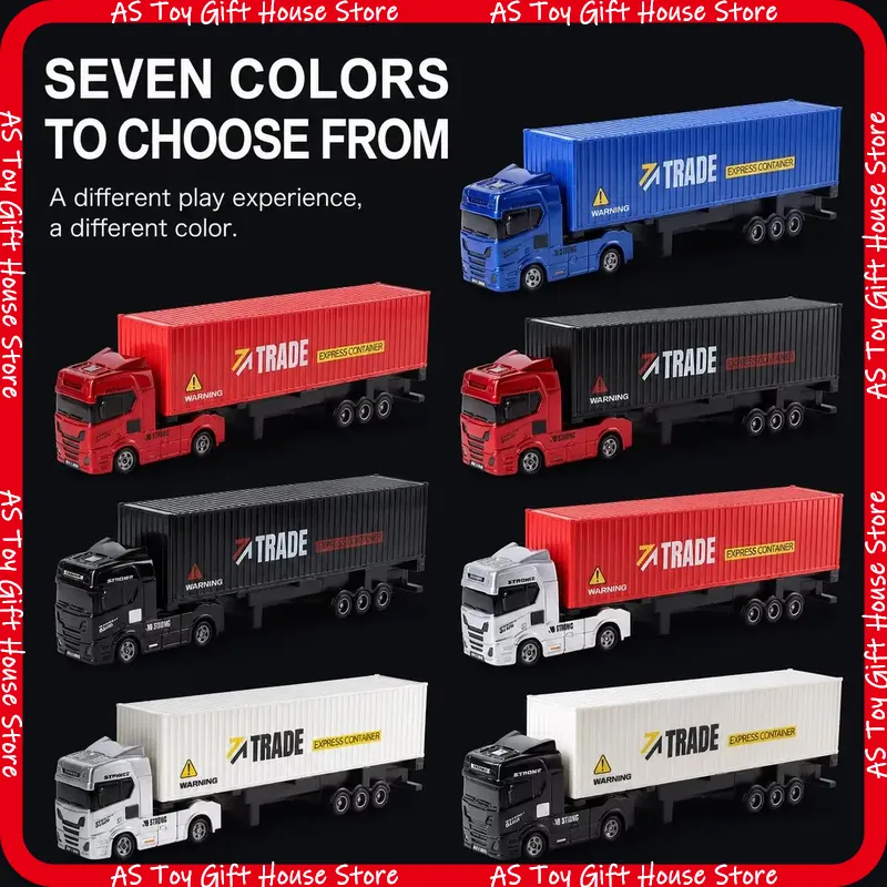 Rc Hobby Grade Truck - RTR 1/64スケールRCトレーラートラック合金製リモートコントロールコンテナ付きフラットベッドDIYキット、ミニスポーツカー2台付き、大人向けギフト