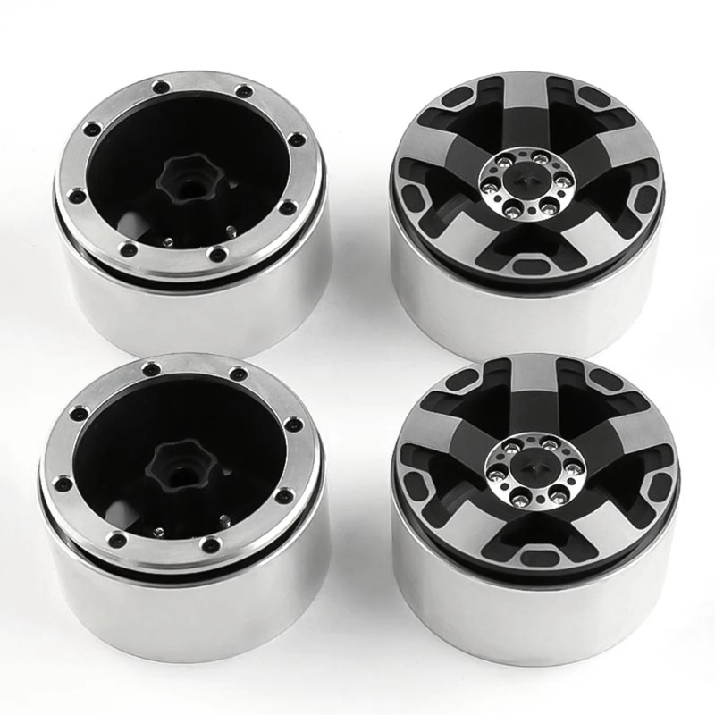 Wheel Rim Rc - 1/10 RCロッククローラー2.2インチアルミビードロックホイールリム交換用ハブ、Axial SCX10 RR10 Wraith TRX4