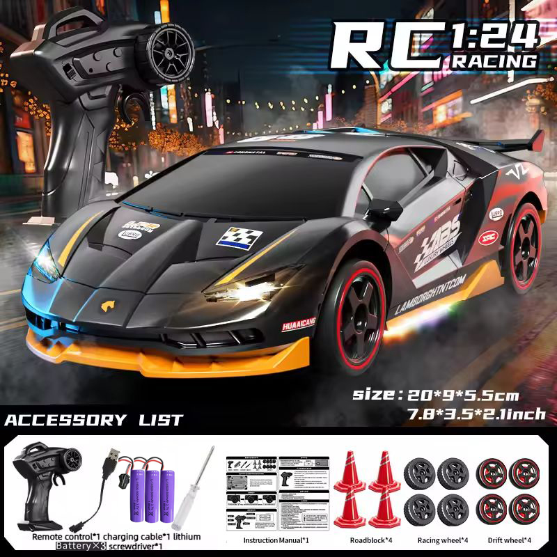 Rc Hobby Drift Car - 1/24 4WD RCドリフトカー 2.4GHz高速リモコンレーシングカー 車両モデル LEDライト付き