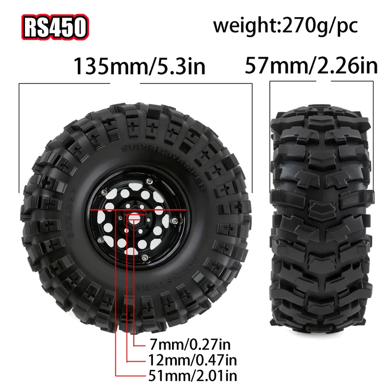 4個入り 2.2インチ RCクローラータイヤ＆ホイール ビー - Wheel Rim Rc のレビューと価格
