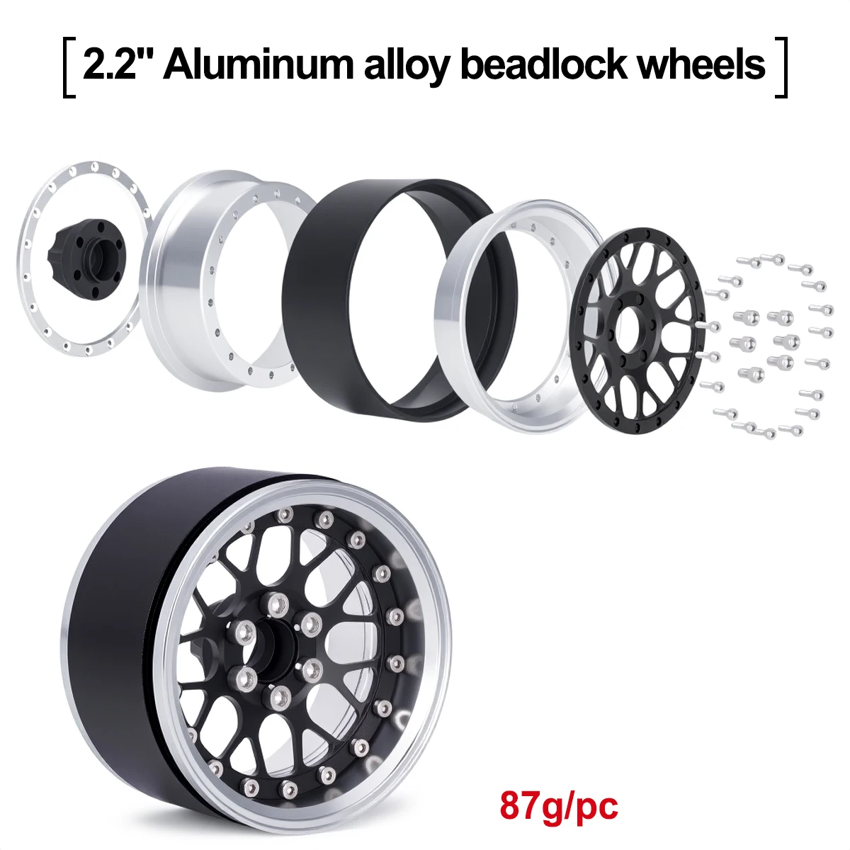 2.2インチアルミビードロックホイールリムハブ、1/10 R - Wheel Rim Rc のレビューと価格