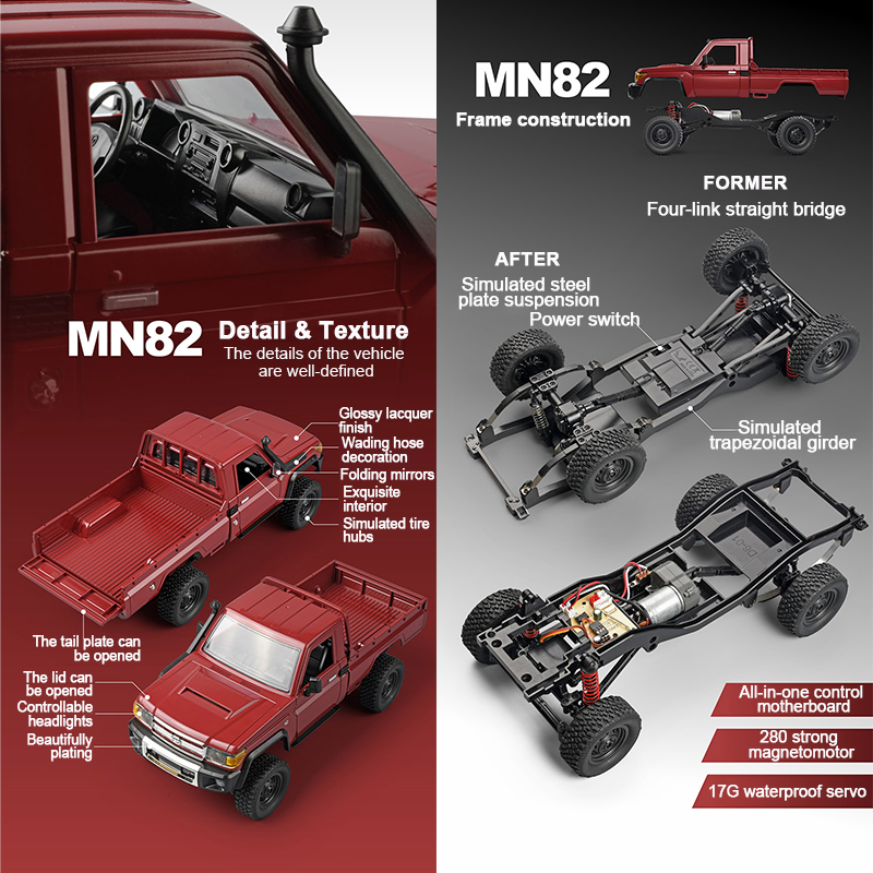 ZWN MN82 1:12 レトロ Rc カー LED ライ - Rc Hobby Grade Car のレビューと価格